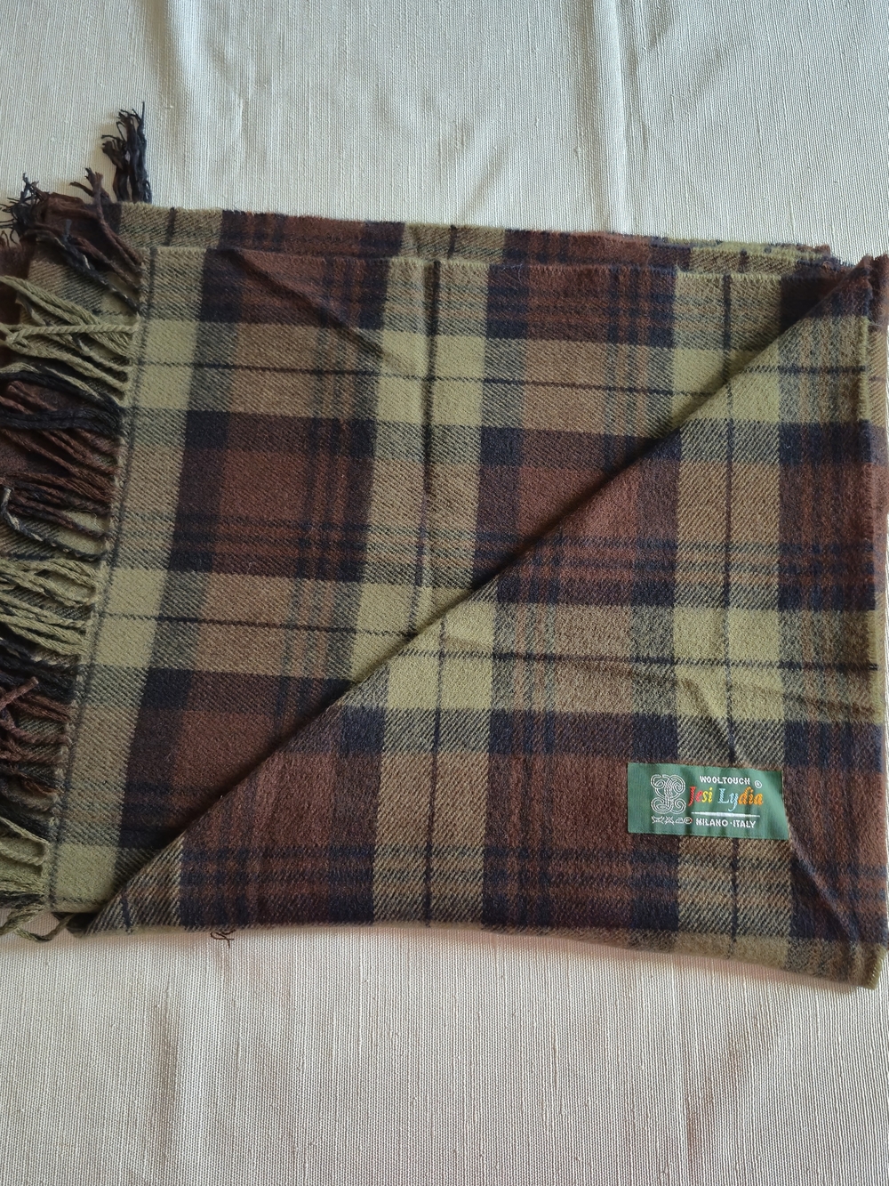 Jesi Lydia Oversized Plaid Blanket Scarf Dark Academia Earth Tone Wooltouch Wrap